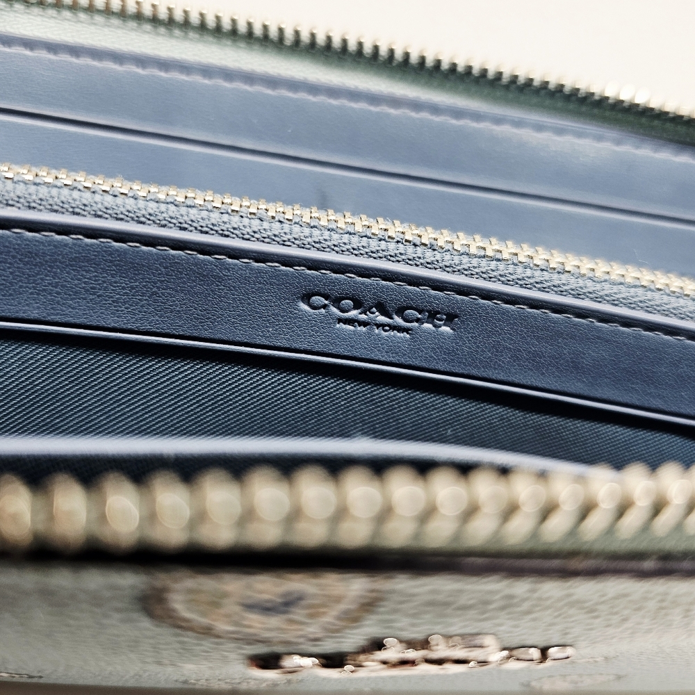 Coach Accordian Zip Wallet Western Heart Print Light Blue - Picture 13 of 15